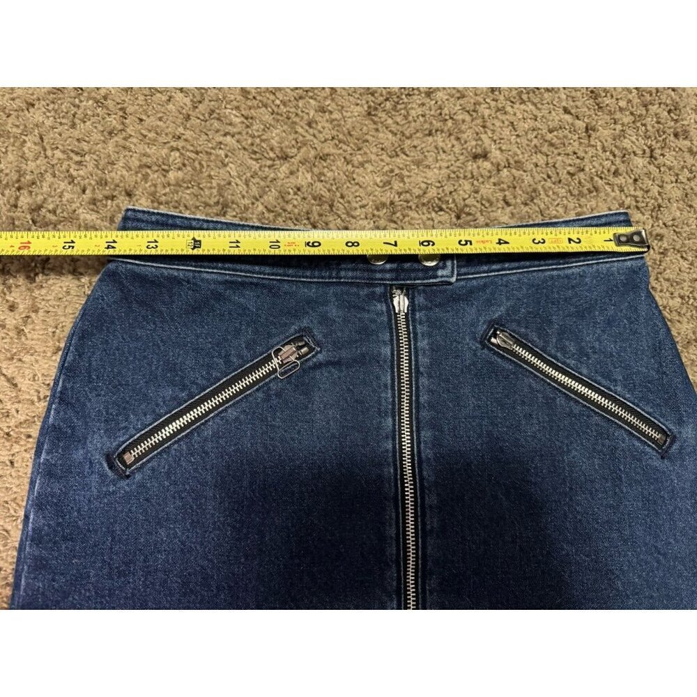 RAG & BONE Racer Denim Mini Skirt Zip Preppy Academia Grunge Gothic Party Sz 27 - Picture 7 of 8